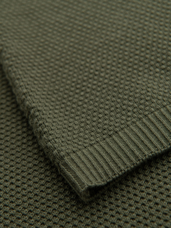 Ombre Clothing Tricou din bumbac kaki cu textură fină