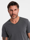 Ombre Clothing Tricou clasic din bumbac pentru bărbați BASIC cu decolteu în V - grafit