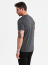 Ombre Clothing Tricou clasic din bumbac pentru bărbați BASIC cu decolteu în V - grafit