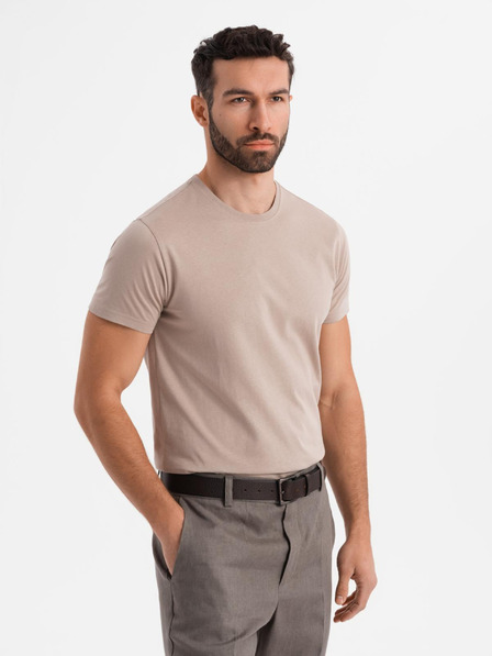Ombre Clothing Tricou clasic din bumbac pentru bărbați BASIC - nisip