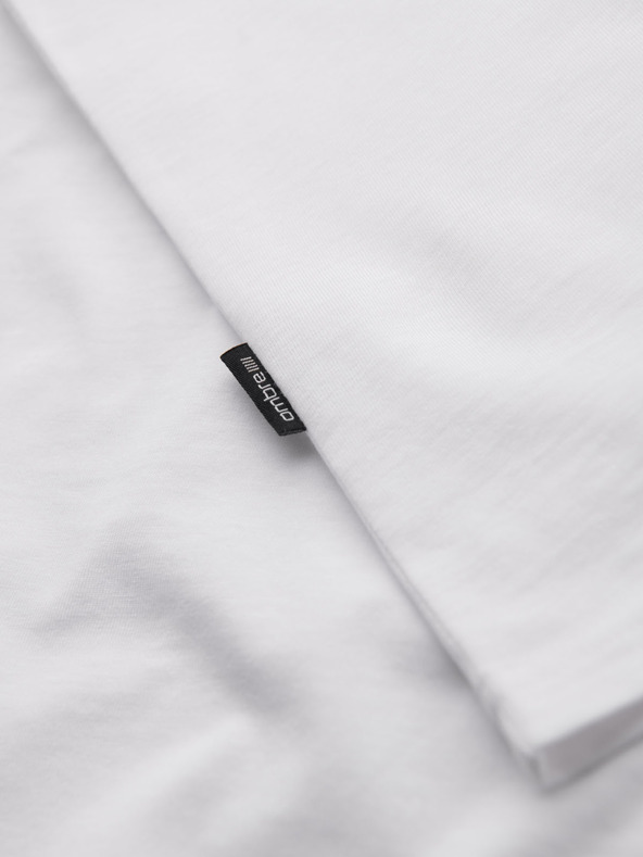 Ombre Clothing Tricou clasic din bumbac pentru bărbați BASIC cu decolteu - alb