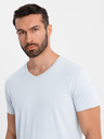 Ombre Clothing Tricou clasic din bumbac pentru bărbați BASIC cu decolteu - gri deschis