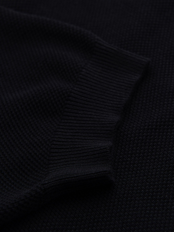 Ombre Clothing Tricou polo din bumbac pentru bărbați din țesătură structurată - negru