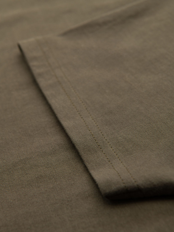 Ombre Clothing Tricou clasic BASIC din bumbac pentru bărbați cu decolteu în V - verde măsliniu închis