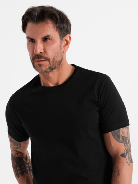 Ombre Clothing Tricou clasic BASIC din bumbac pentru bărbați - negru