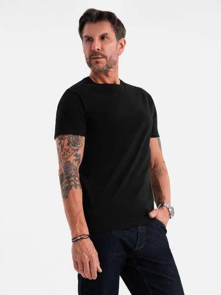 Ombre Clothing Tricou clasic BASIC din bumbac pentru bărbați - negru
