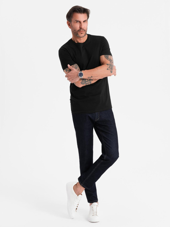 Ombre Clothing Tricou clasic BASIC din bumbac pentru bărbați - negru