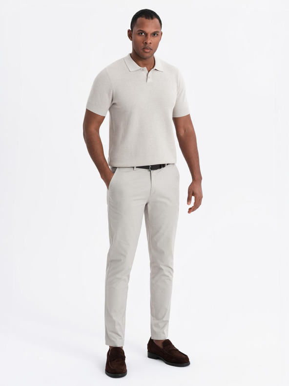 Ombre Clothing Tricou polo din bumbac pentru bărbați din țesătură structurată - bej