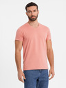 Ombre Clothing Tricou clasic BASIC din bumbac pentru bărbați cu decolteu - roz