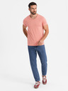 Ombre Clothing Tricou clasic BASIC din bumbac pentru bărbați cu decolteu - roz