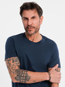 Ombre Clothing Tricou clasic BASIC din bumbac pentru bărbați - albastru închis
