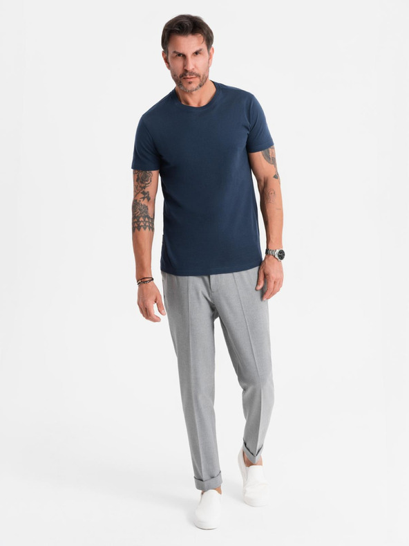 Ombre Clothing Tricou clasic BASIC din bumbac pentru bărbați - albastru închis