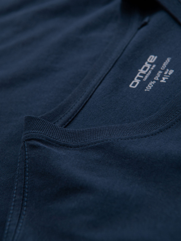 Ombre Clothing Tricou clasic BASIC din bumbac pentru bărbați - albastru închis