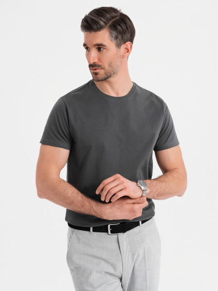 Ombre Clothing Tricou clasic BASIC din bumbac pentru bărbați - gri