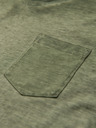 Ombre Clothing Tricou din bumbac pentru bărbați cu decolteu în V și efect spălat - măsliniu