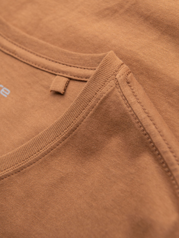 Ombre Clothing Tricou clasic BASIC din bumbac pentru bărbați cu decolteu în V - maro