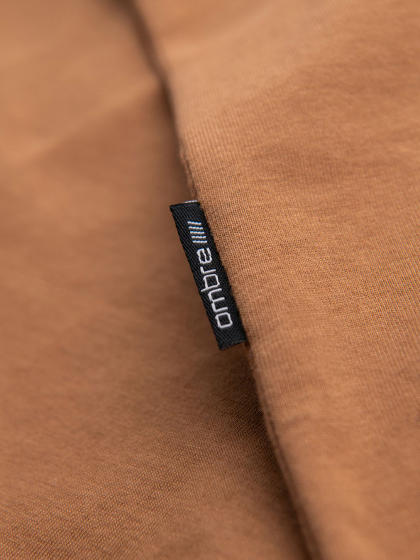 Ombre Clothing Tricou clasic BASIC din bumbac pentru bărbați cu decolteu în V - maro