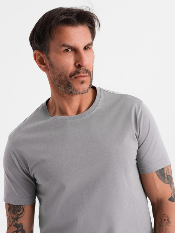 Ombre Clothing Tricou clasic BASIC din bumbac pentru bărbați - gri