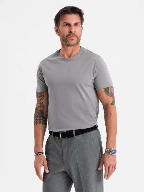 Ombre Clothing Tricou clasic BASIC din bumbac pentru bărbați - gri