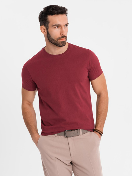 Ombre Clothing Tricou clasic BASIC din bumbac pentru bărbați - bordo