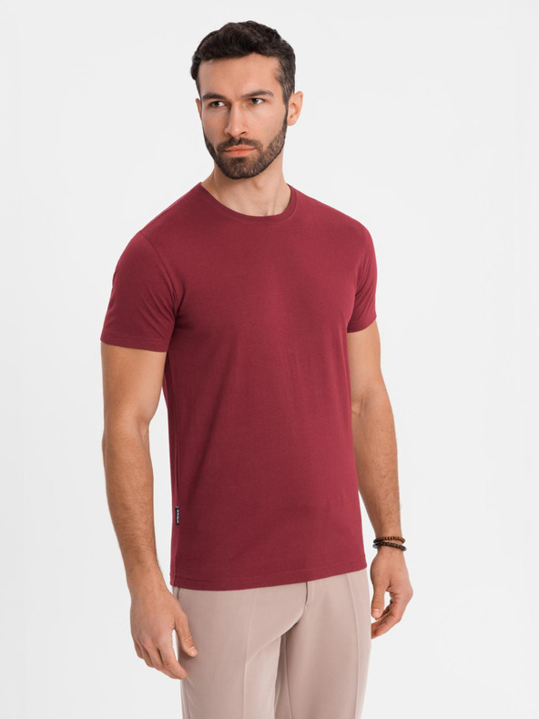 Ombre Clothing Tricou clasic BASIC din bumbac pentru bărbați - bordo