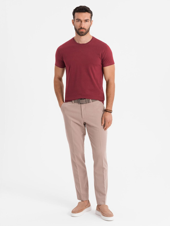 Ombre Clothing Tricou clasic BASIC din bumbac pentru bărbați - bordo