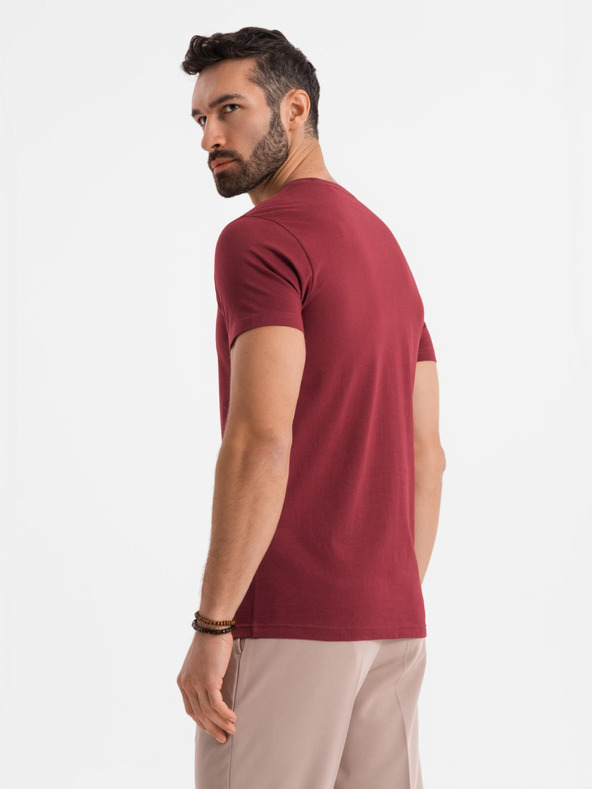 Ombre Clothing Tricou clasic BASIC din bumbac pentru bărbați - bordo