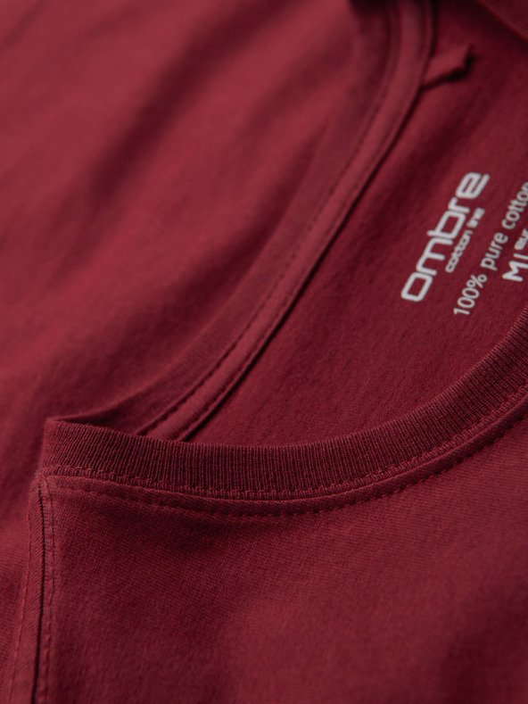 Ombre Clothing Tricou clasic BASIC din bumbac pentru bărbați - bordo