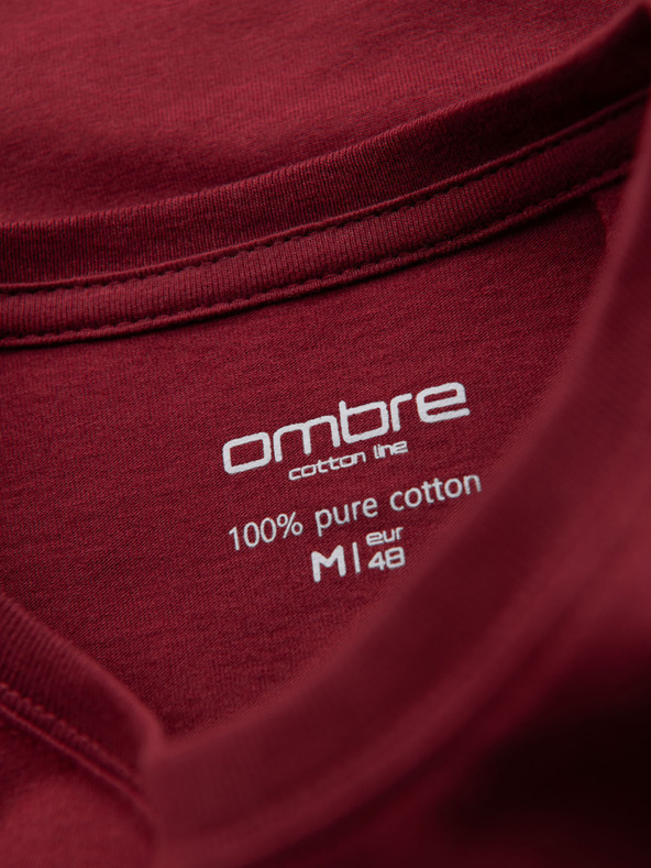 Ombre Clothing Tricou clasic BASIC din bumbac pentru bărbați - bordo