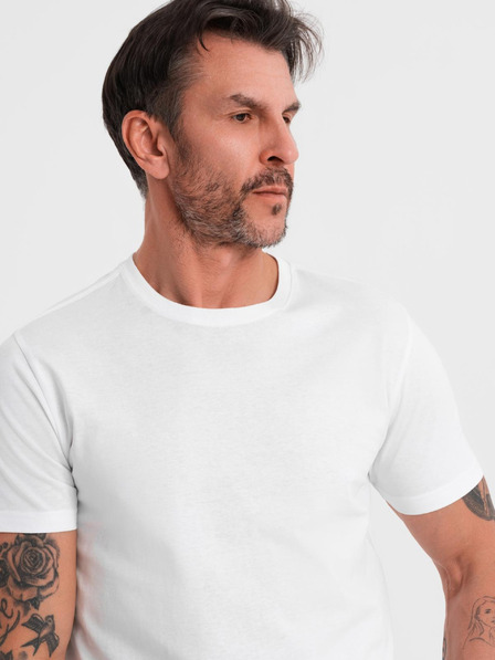 Ombre Clothing Tricou clasic BASIC din bumbac pentru bărbați - alb
