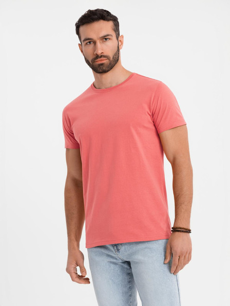 Ombre Clothing Tricou clasic BASIC din bumbac pentru bărbați - coral