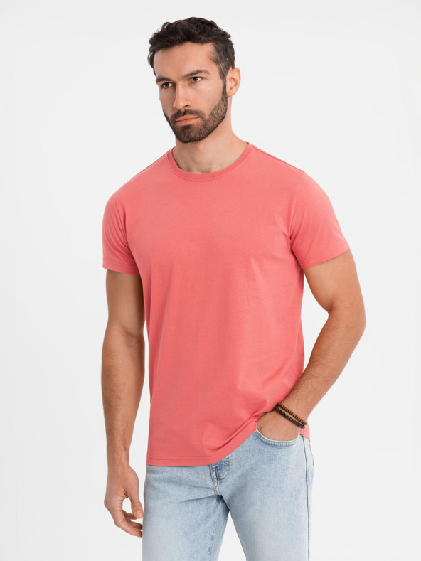 Ombre Clothing Tricou clasic BASIC din bumbac pentru bărbați - coral