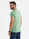 Ombre Clothing Tricou clasic BASIC din bumbac pentru bărbați cu decolteu în V - verde