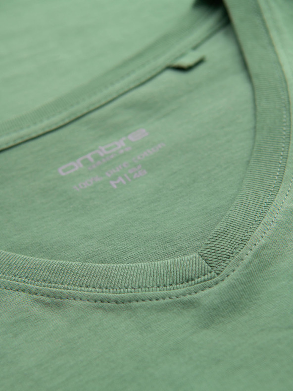 Ombre Clothing Tricou clasic BASIC din bumbac pentru bărbați cu decolteu în V - verde