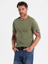 Ombre Clothing Tricou clasic BASIC din bumbac pentru bărbați - kaki