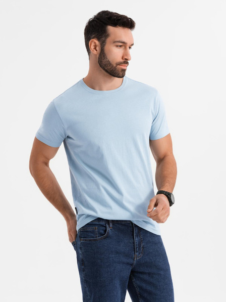 Ombre Clothing Tricou clasic BASIC din bumbac pentru bărbați - albastru deschis