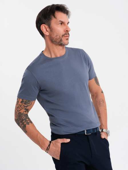 Ombre Clothing Tricou clasic BASIC din bumbac pentru bărbați - denim albastru