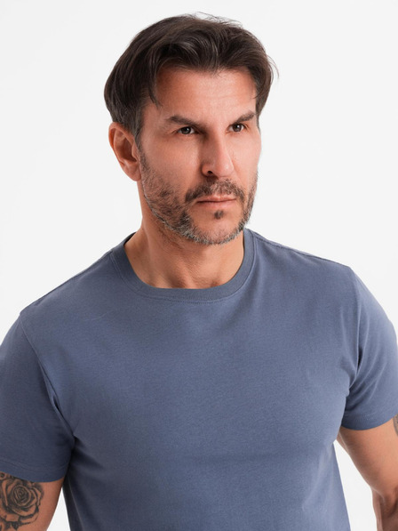 Ombre Clothing Tricou clasic BASIC din bumbac pentru bărbați - denim albastru
