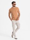 Ombre Clothing Tricou clasic BASIC din bumbac pentru bărbați - maro