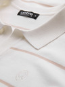 Ombre Clothing Tricou polo pentru bărbați cu mânecă lungă și dungi orizontale din viscoză - alb și bej