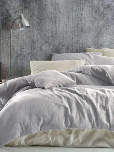 Kvalitex Lenjerie de pat lungă din muselină 140x220, 70x90cm gri deschis Kvalitex