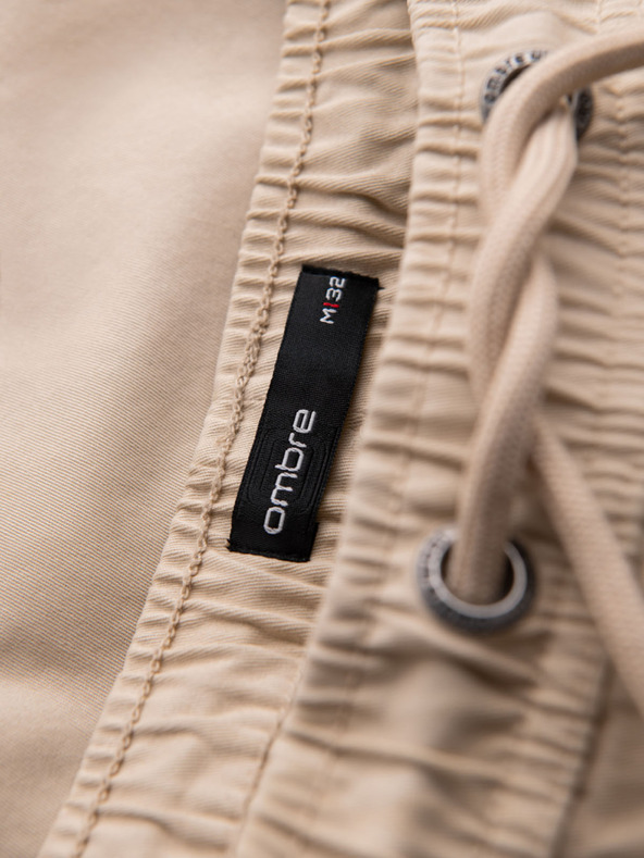 Ombre Clothing Pantaloni scurți cargo din bumbac cu talie elastică - bej