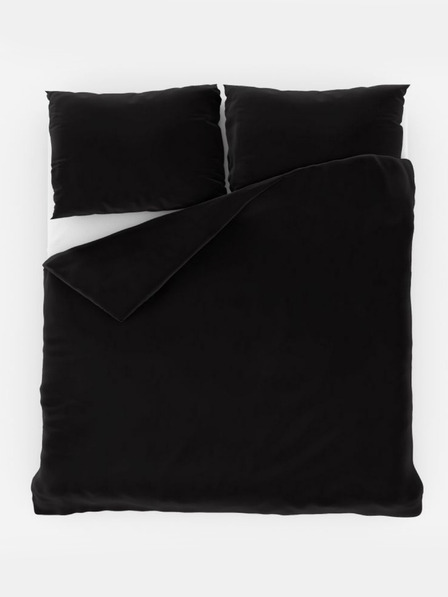 Kvalitex Lenjerie de pat din bumbac unicolor stil franțuzesc 240x200, 70x90cm neagră