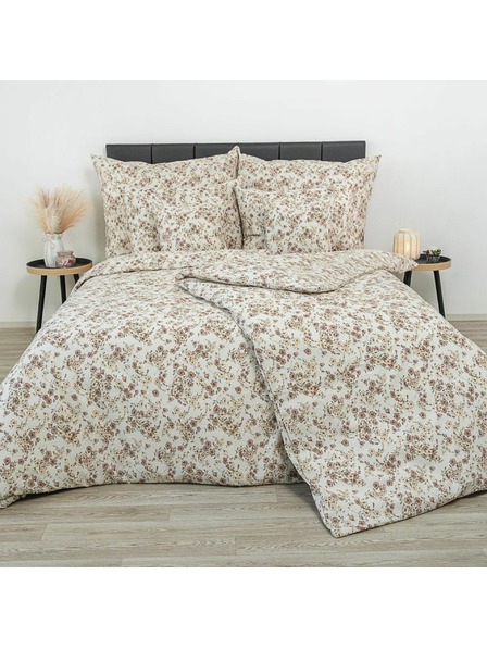 Kvalitex Lenjerie de pat creponată prelungită 140x220, 70x90cm Flori bej