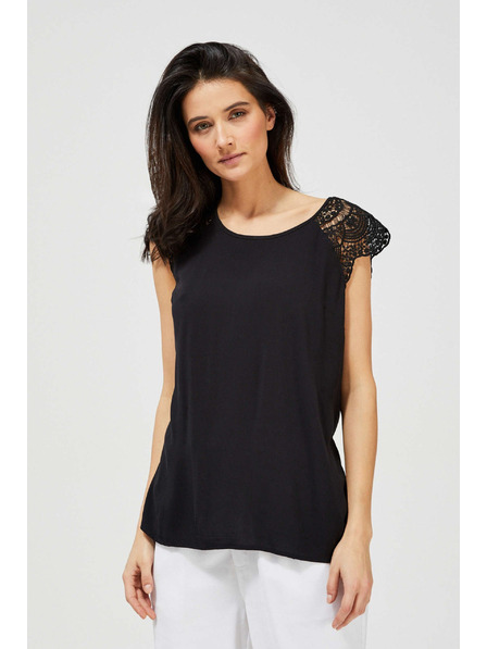 Moodo Top negru cu mâneci decorative