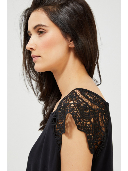 Moodo Top negru cu mâneci decorative