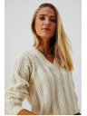 Moodo Pulover crem cu model de împletitură