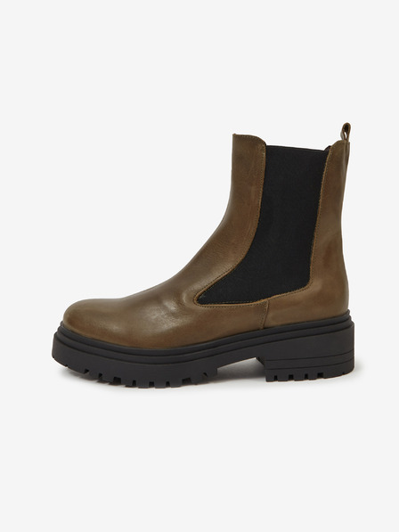 Ojju Cizme de gleznă din piele pentru femei kaki OJJU