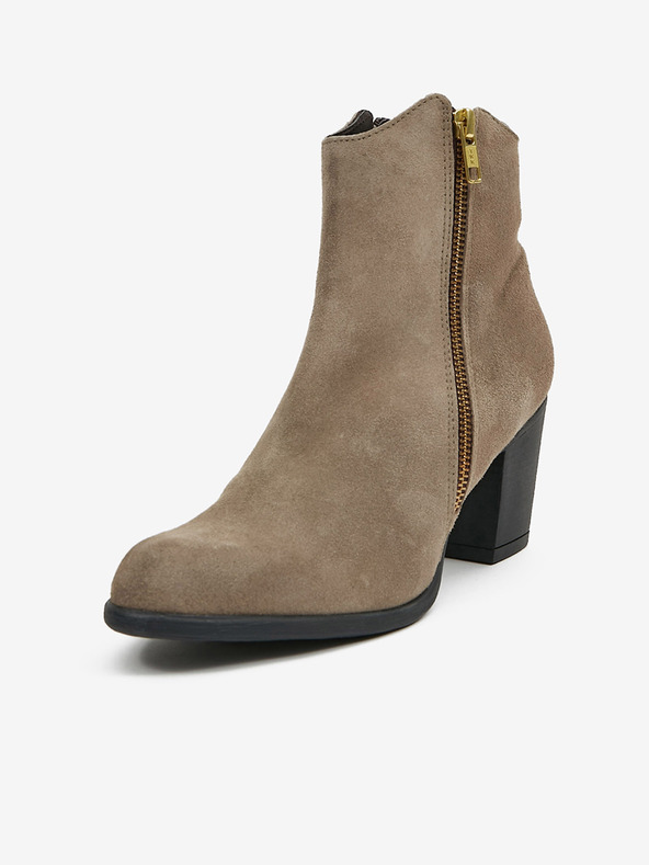 Ojju Cizme de gleznă din piele întoarsă gri pentru femei OJJU