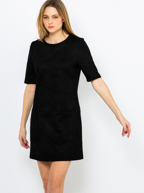 CAMAIEU Rochie din piele întoarsă neagră